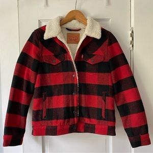 Levi’s Buffalo Plaid Sherpa Trucker Jacket, Women’s Size XS